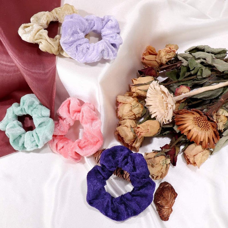 Cehomi 75 Pcs Velvet Hair Scrunchies Hair Bands for Women or Girls,Elastic Soft Ponytail Holder Hair Ties for Birthday, Party, Thanksgiving, Christmas, Multicolor - Image 5